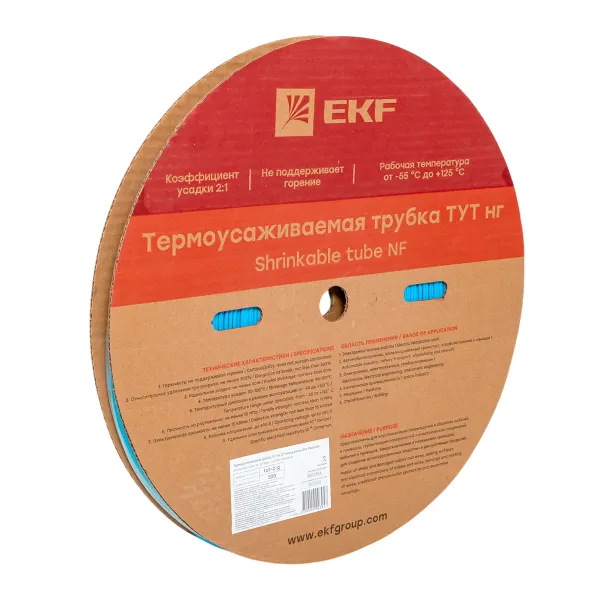 Термоусаживаемая трубка ТУТ нг 2/1 синяя рулон EKF PROxima