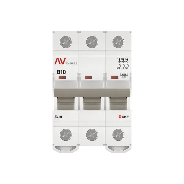 Выключатель автоматический AV-10 3P 10A (B) 10kA EKF AVERES