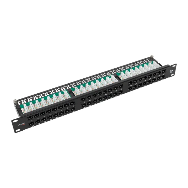 Патч-панель высокой плотности TERACOM PRO 19'' Cat.5E 1U неэкранированная UTP 48 портов RJ-45 Dual IDC с органайзером
