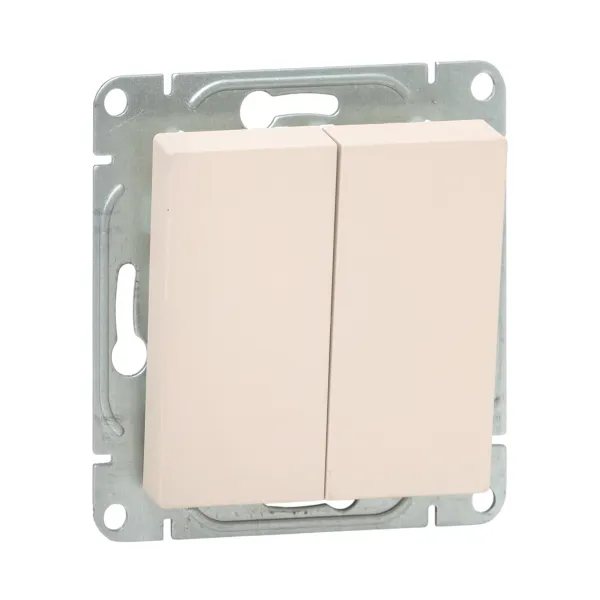 Механизм выключателя, двухклавишный, перекрёстный, кремовый Эпика EKF