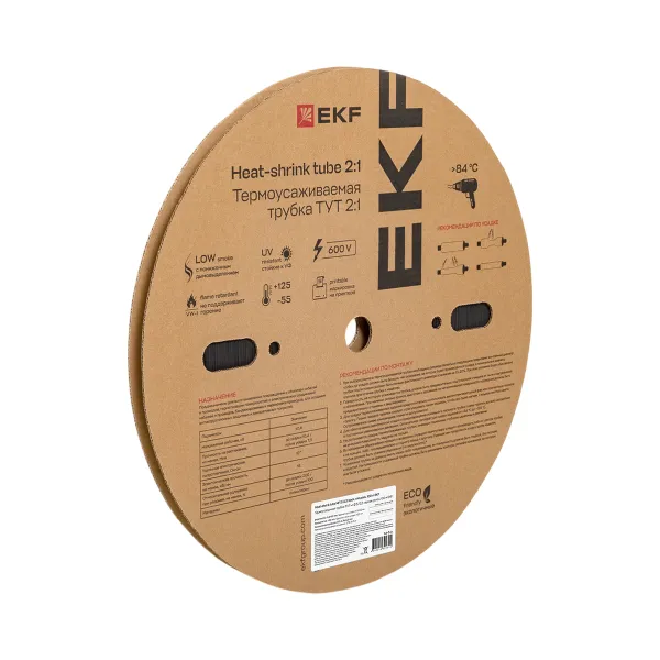 Термоусаживаемая трубка ТУТ нг 5/2,5 черная рулон EKF PROxima