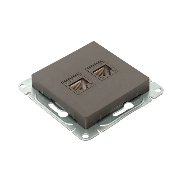 Механизм розетки RJ45 - 2шт, (cat5), мокко Эпика EKF