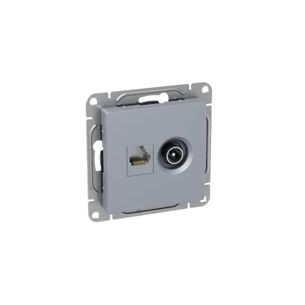 Механизм розетки TV+RJ45 (cat5), алюминий Эпика EKF