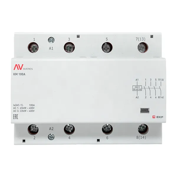 Контактор модульный КМ 100А 4NO 230VAC (6 мод.) AVERES EKF