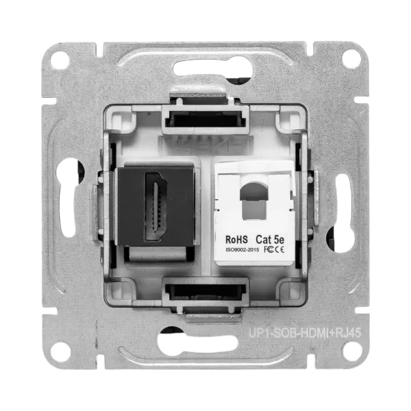 Механизм розетки HDMI+RJ45 (cat5), чёрный Эпика EKF