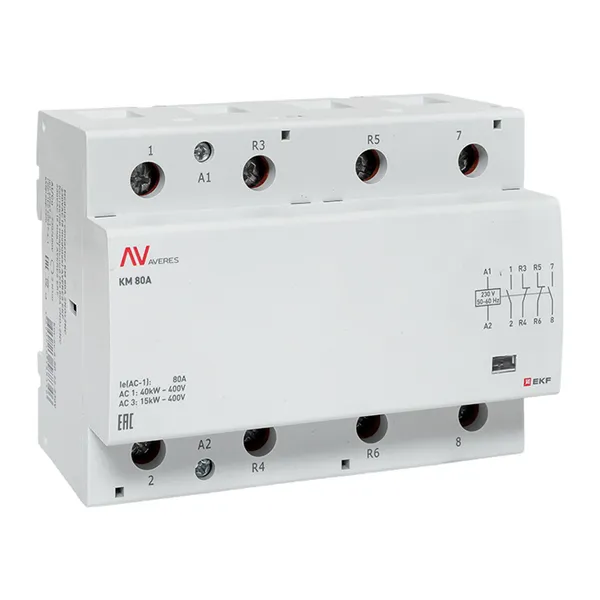 Контактор модульный КМ 80А 2NO+2NC 230VAC (6 мод.) AVERES EKF