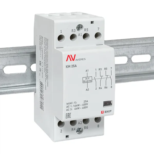 Контактор модульный КМ 25А 2NC+2NO 24VAC (2 мод.) AVERES EKF