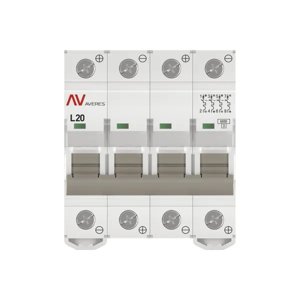 Выключатель автоматический AV-6 DC 4P 20A (L) 6kA EKF AVERES