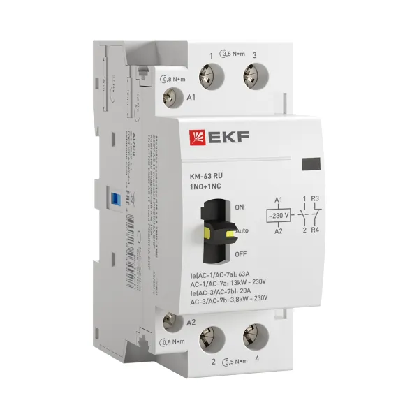 Контактор модульный КМ РУ 63А 1NO+1NC (2 мод.) EKF PROxima