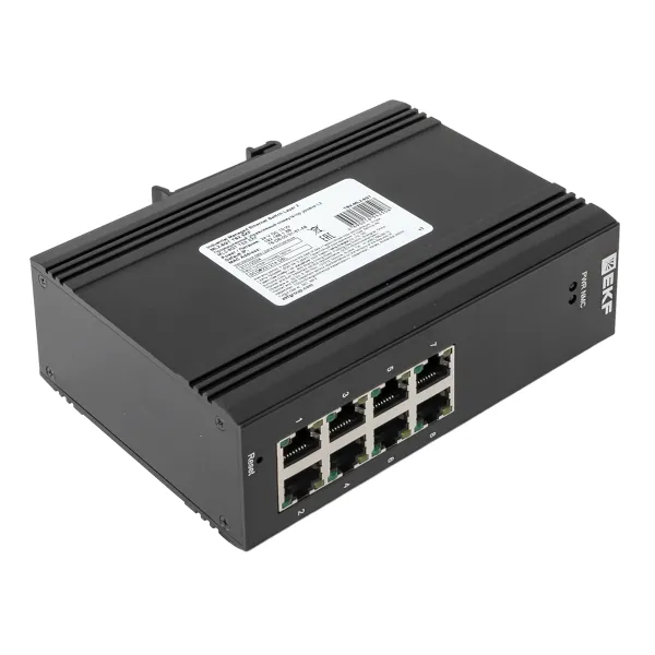 Промышленный управляемый коммутатор уровня L2 ML2-8GT, 8 портов 10/100/1000Base-T(X) RJ45, монтаж на динрейку TSX EKF