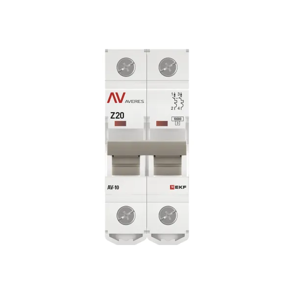 Выключатель автоматический AV-10 2P 20A (Z) 10kA EKF AVERES