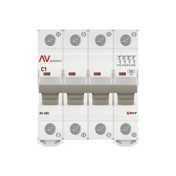 Выключатель автоматический AV-6 DC 4P 1A (C) 6kA EKF AVERES