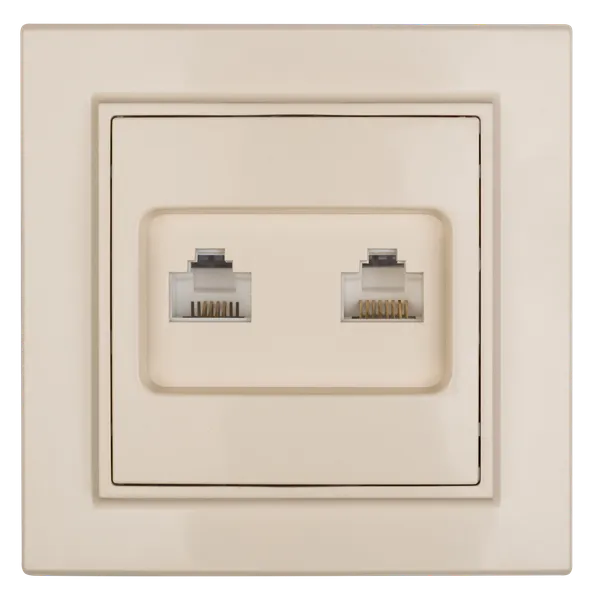 Минск Розетка RJ-45 2-местная СП бежевая EKF