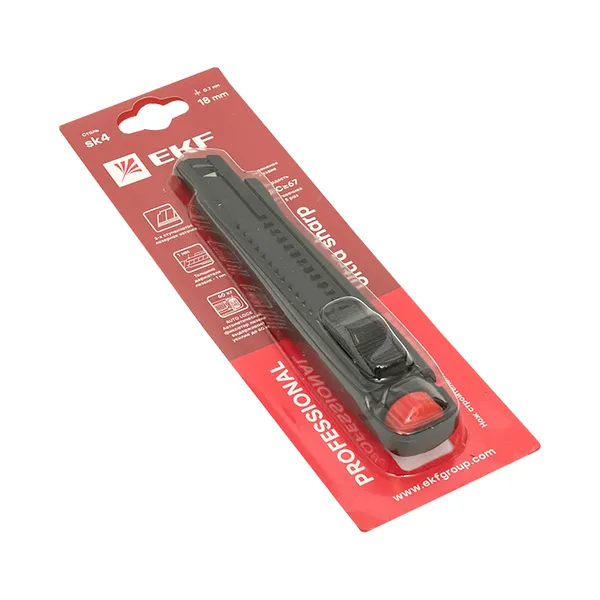 Нож строительно-монтажный 18 мм НСМ-80 (SK4) Heavy Duty (до 60 кг) EKF Professional