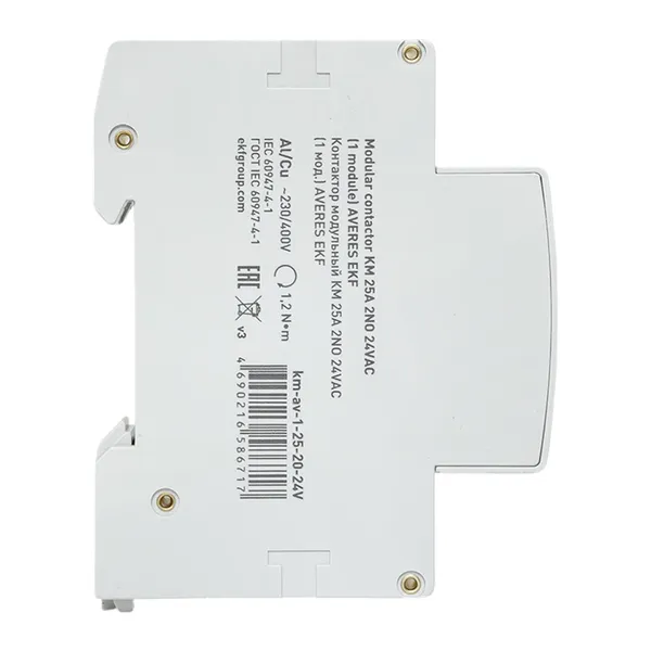 Контактор модульный КМ 25А 2NО 24VAC (1 мод.) AVERES EKF