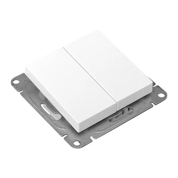 Механизм выключателя, двухклавишный, перекрёстный, белый Эпика EKF