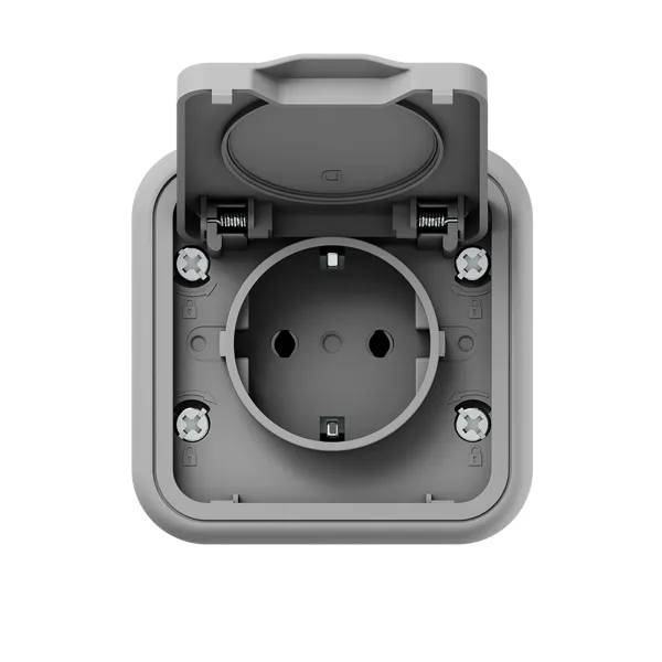 Розетка, одноместная, ОП, винтовые клеммы серый, Бронто EKF
