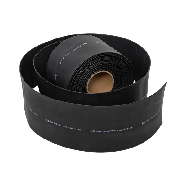 Термоусаживаемая трубка ТУТ нг 100/50 черная рулон EKF PROxima