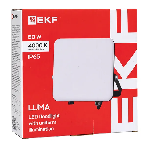 Прожектор светодиодный СДО-4004 50Вт 4000К IP65 с равномерной засветкой LUMA EKF