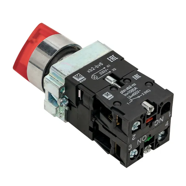 Переключатель BD21 2P c красной подсветкой 230В NO EKF PROxima
