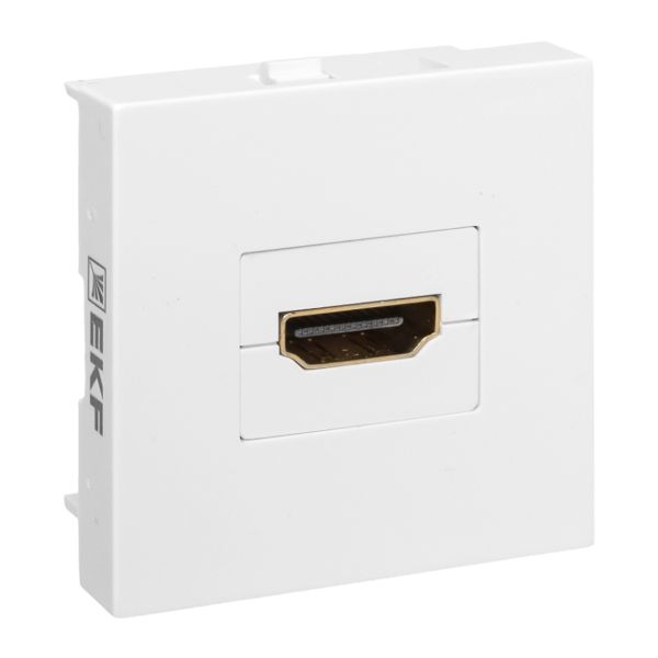 Розетка HDMI, 2 модуля, 1 гнездо, без индикатора, белая EKF
