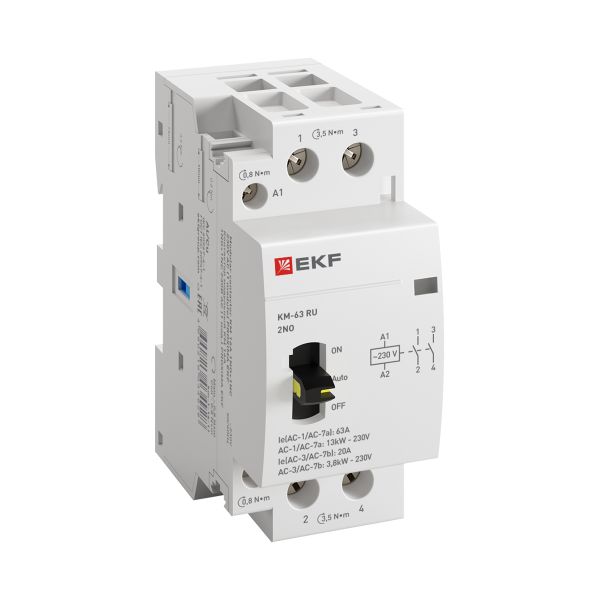 Контактор модульный КМ РУ 63А 2NO 230В АС (2 мод.) PROXIMA EKF km-2m-63-20