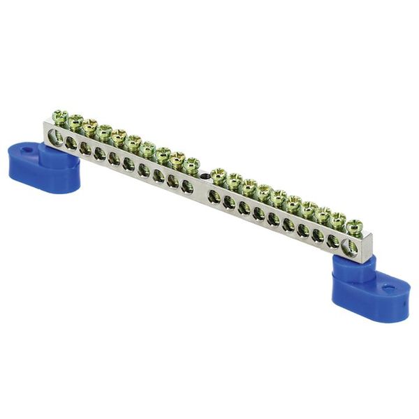 Шина "0" N (6x9мм) 20 отв. цинк 2 синих угловых изолятора EKF PROxima