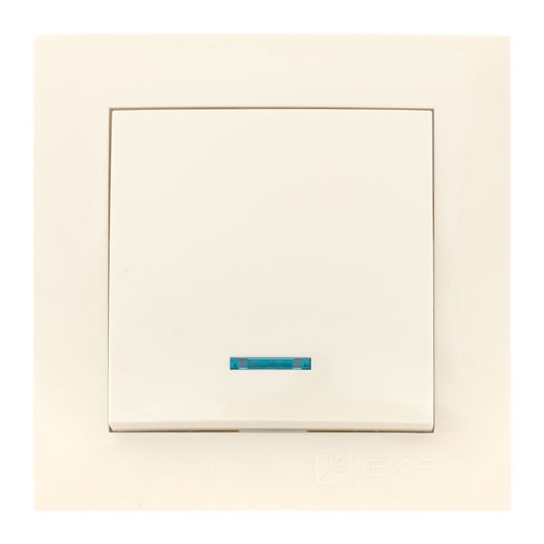 Валенсия выключатель 1-кл. 10А кремовый с индикатором EKF