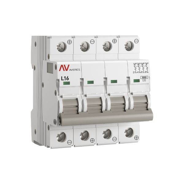 Выключатель автоматический AV-10 DC 4P 16A (L) 10kA EKF AVERES mcb10-DC-4-16L-av