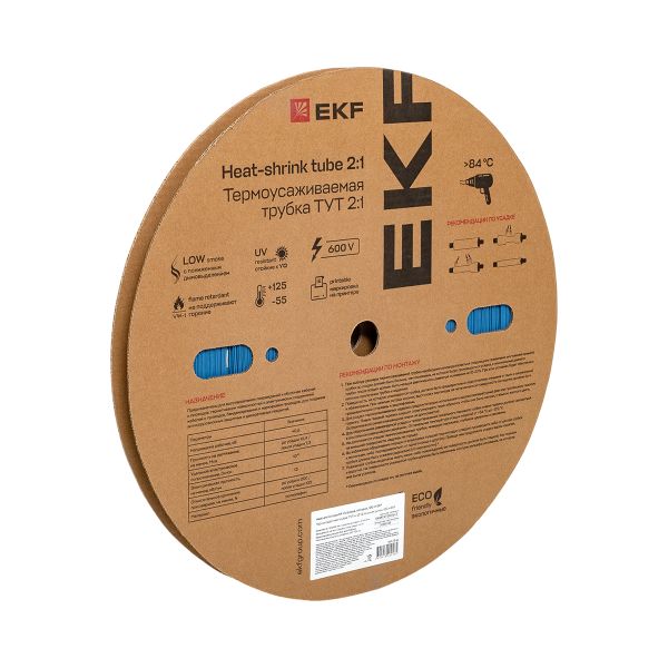 Термоусаживаемая трубка ТУТ нг 12/6 синяя рулон EKF PROxima
