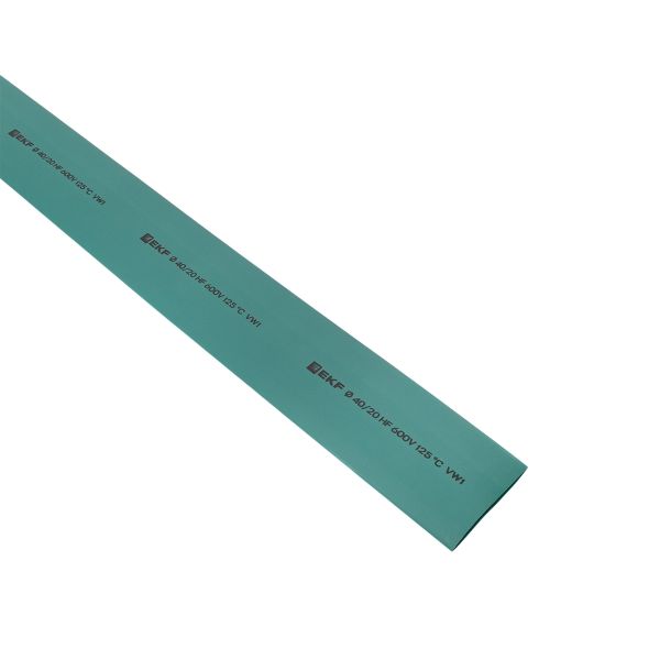 Термоусаживаемая трубка ТУТ нг 40/20 зеленая в отрезках по 1м EKF PROxima tut-40-j-1m
