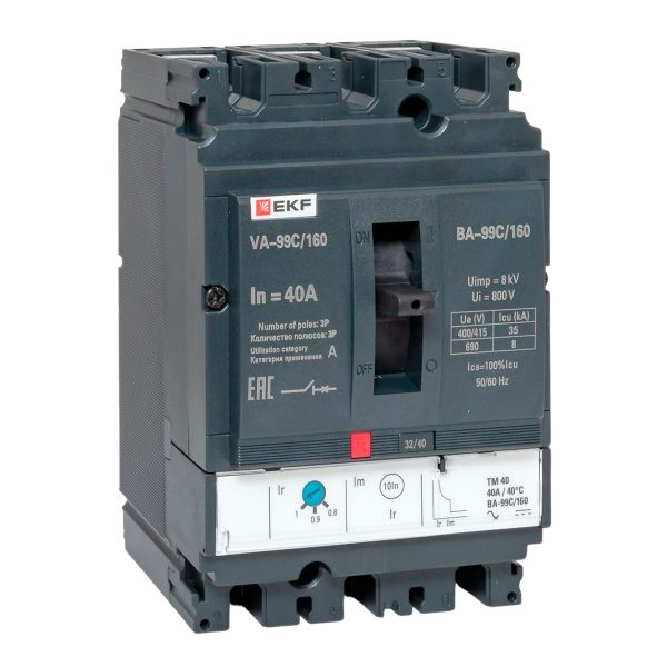 Выключатель автоматический в литом корпусе ВА-99C 160/40А 3P 35кА с термомагнитным расцепителем EKF
