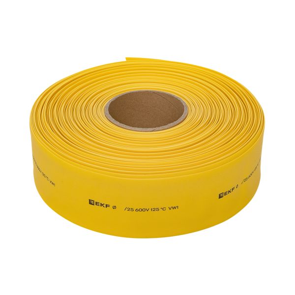 Термоусаживаемая трубка ТУТ нг 100/50 желтая рулон EKF PROxima