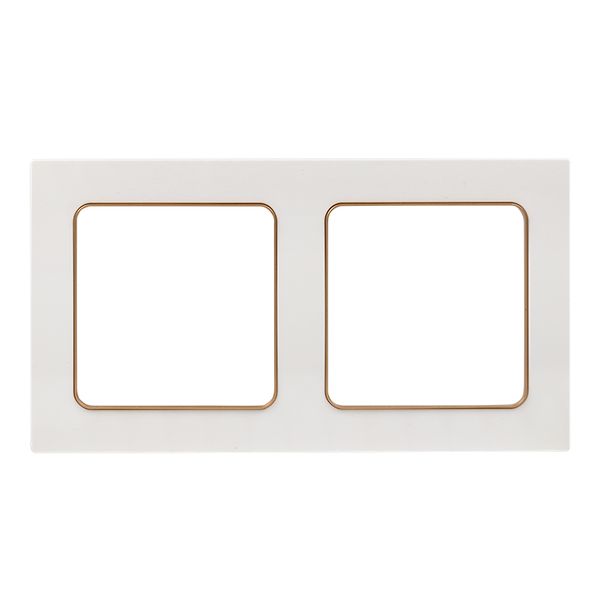 Стокгольм Рамка 2-местная белая с линией цвета шампань EKF