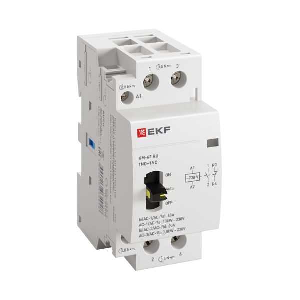 Контактор модульный КМ РУ 63А 1NO+1NC 230В АС (2 мод.) PROXIMA EKF km-2m-63-11