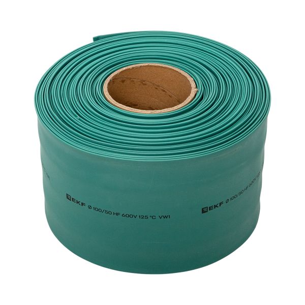 Термоусаживаемая трубка ТУТ нг 100/50 зелёная рулон EKF PROxima