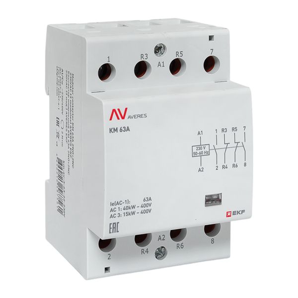 Контактор модульный КМ 63А 2NO+2NC 230В АС (3 мод.) AVERES EKF km-av-3-63-22-230V