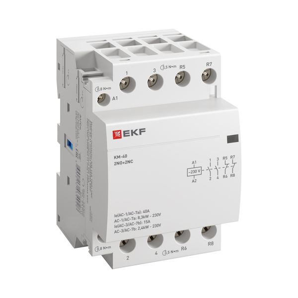 Контактор модульный КМ 40А 2NO+2NC 230В АС (3 мод.) PROXIMA EKF km-3-40-22