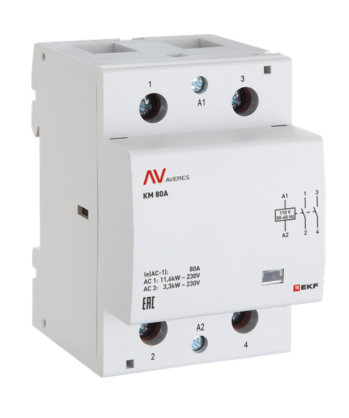 Контактор модульный КМ 63А 3NO+1NC 24В АС (3 мод.) AVERES EKF km-av-3-63-31-24V