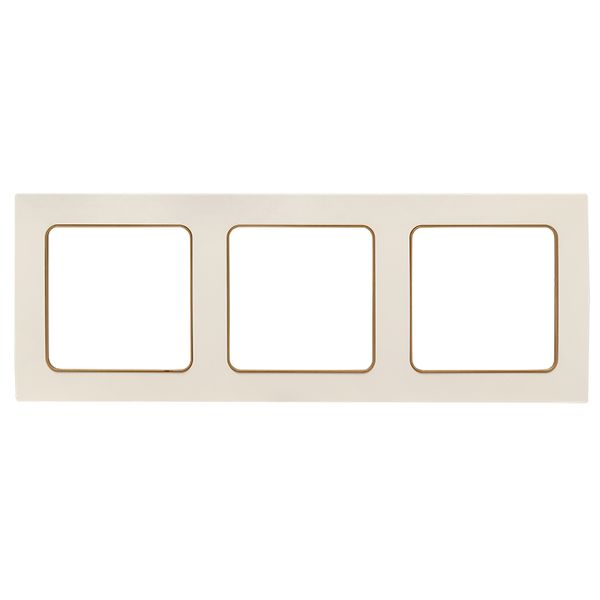 Стокгольм Рамка 3-местная белая с линией цвета шампань EKF