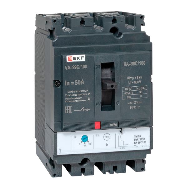 Выключатель автоматический в литом корпусе ВА-99C 100/50А 3P 35кА с термомагнитным расцепителем EKF