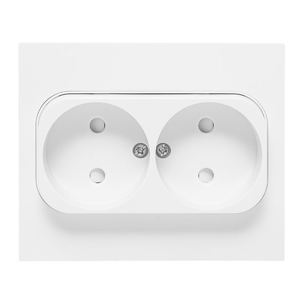 Стокгольм Розетка 2-местная б/з 10А автоматические клеммы белая с защ. штор. EKF