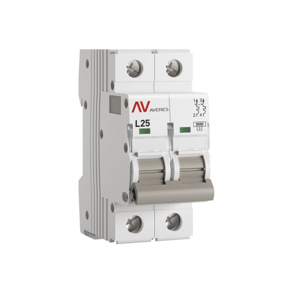 Выключатель автоматический AV-10 2P 25A (L) 10kA EKF AVERES mcb10-2-25L-av