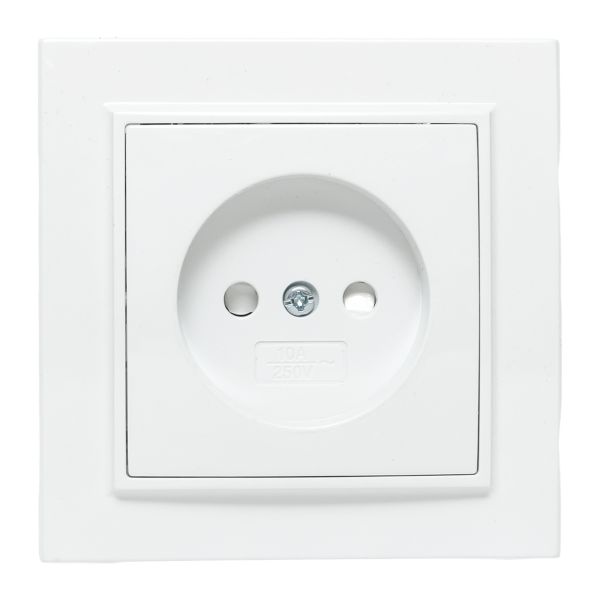 Минск Розетка 1-местная СП без заземления, 10 А, с защ.штор., белая EKF