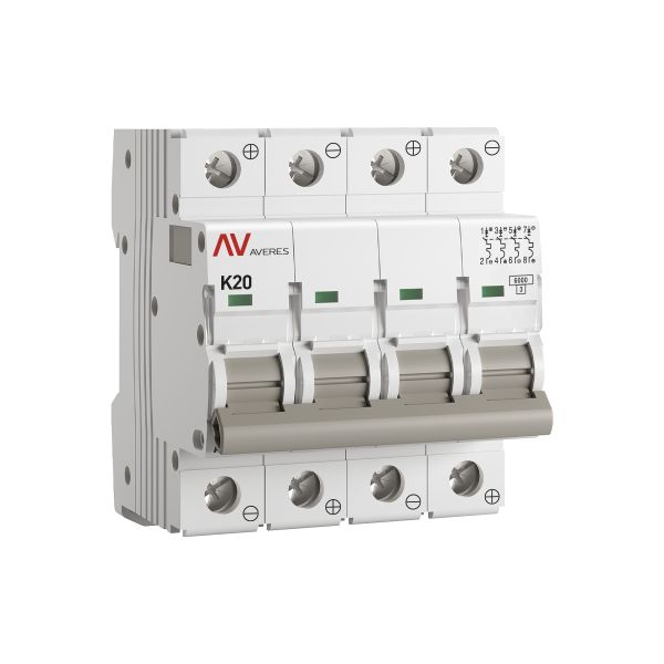 Выключатель автоматический AV-6 DC 4P 20A (K) 6kA EKF AVERES mcb6-DC-4-20K-av