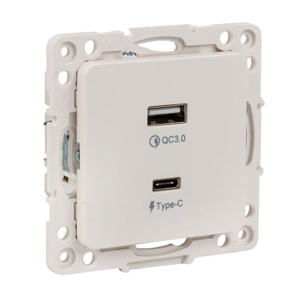 Стокгольм Механизм Розетки с 2USB type-A + type-C винтовые клеммы белый EKF