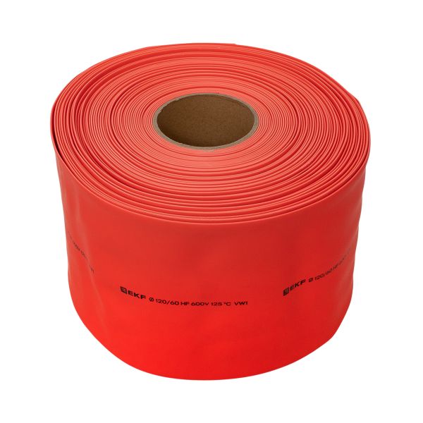 Термоусаживаемая трубка ТУТ нг 120/60 красная рулон EKF PROxima