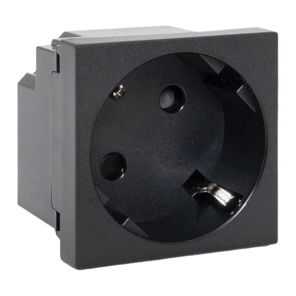 Розетка 45x45 с зазем. 45 градусов, быстрозажимные клеммы, черная, матовая EKF