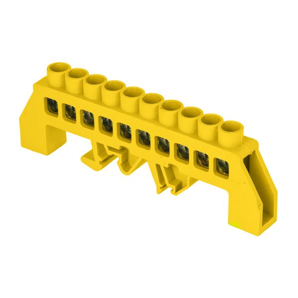 Шина "0" РЕ (8x12мм) 10 отверстий латунь желтый нейлоновый корпус комбинированный EKF PROxima