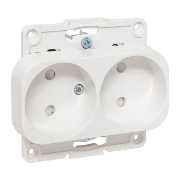 Стокгольм Механизм Розетки 2-местной б/з 10А автоматические клеммы белый с защ. штор. EKF